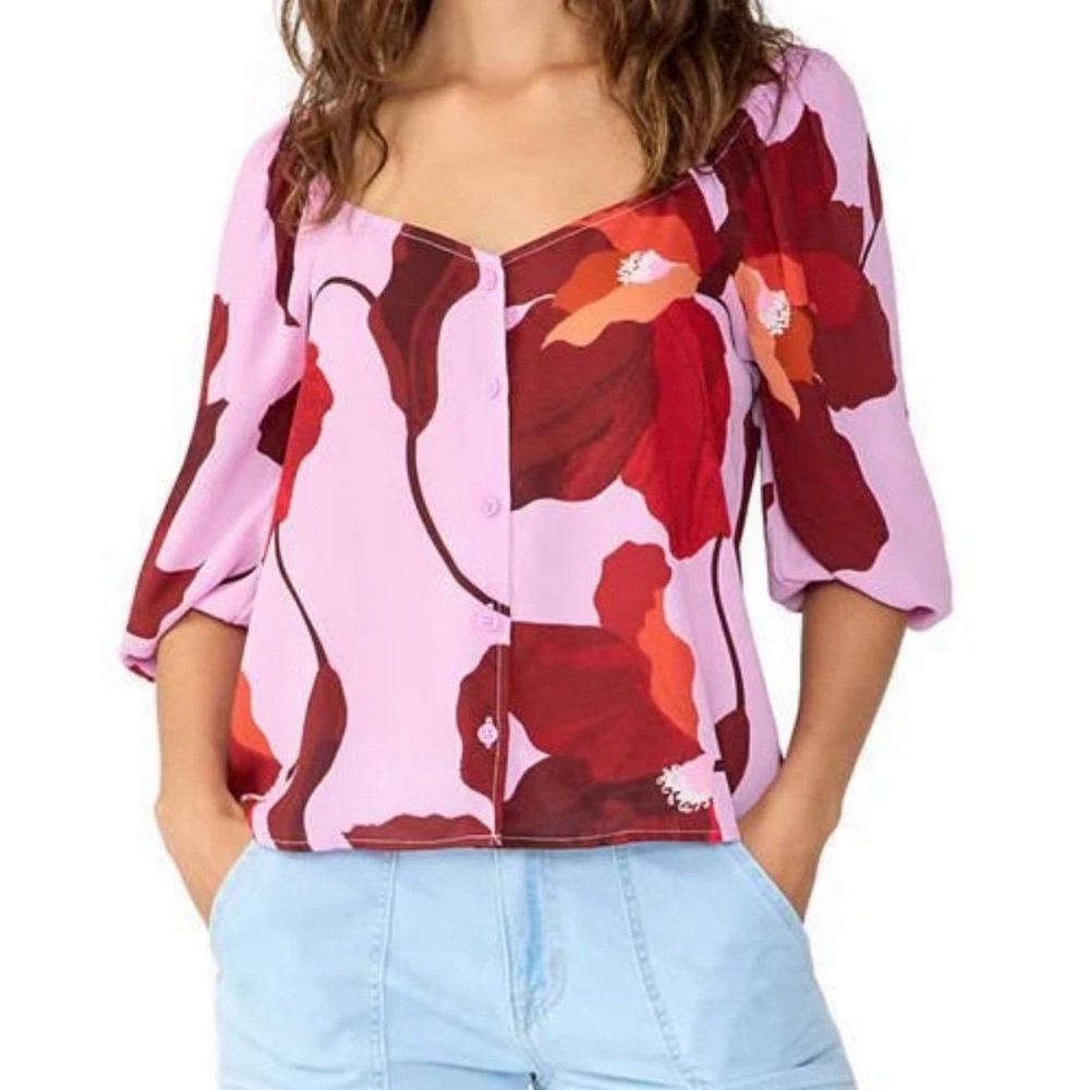 Sanctuary Pink and Red Floral Blouse‎